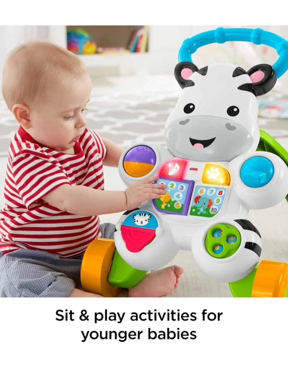 Fisher-Price Baby Push Toy Learn with Me Zebra Walker Musical Learning Activity